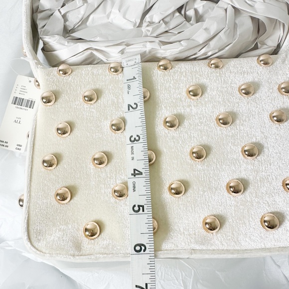 Anthropologie Studded Velvet Shoulder Bag in White NWT - Picture 6 of 14